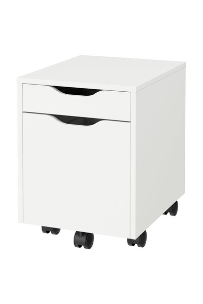 OEM Comodă cu rotile 36x50 cm alb/negru ALEX Comode pentru casă