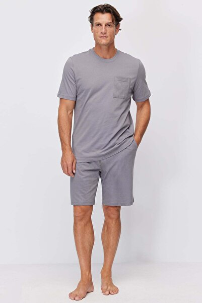 PAULMARK Men's Striped Pocketed Cotton Blend Pajama Set
