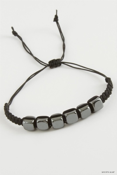 ZERO LAND Spt-Gld Cube Hematite Natural Stone (113143) Bracelet Anthracite