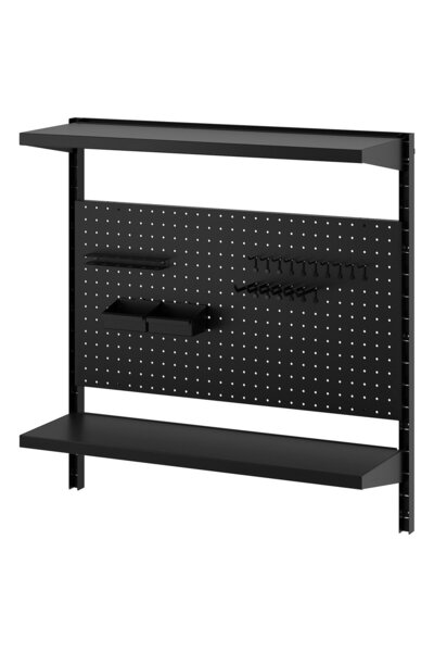 OEM Combinaţie etajeră 88x30x90 cm cu panou perforat/2 polițe/negru BROR Comb...