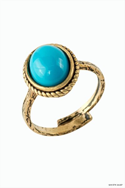 ZERO LAND Spt-Gld Oval Natural Stone Authentic (110147) Ring Turquoise