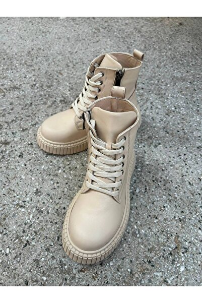 BAĞCILAR AYAKKABI Children's Genuine Leather Orthopedic Boots Beige