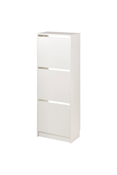 OEM Dulap pantofi 3 compartimente 49x28x135 cm alb BISSA Dulapuri pantofi