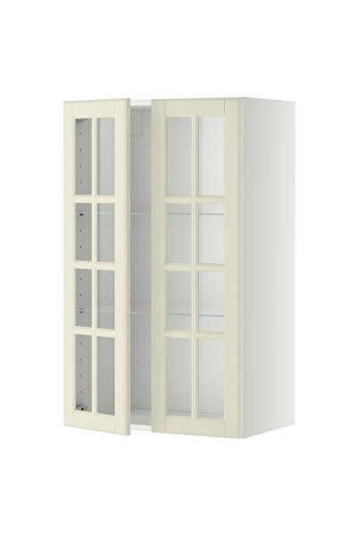 OEM Corp suspendat+poliţe/2uşi sticlă 60x100 cm alb/Bodbyn alb murdar METOD M...