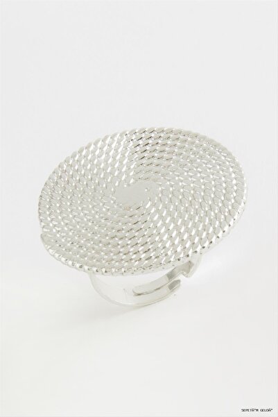ZERO LAND Spt-Gld Wicker Look Metal Ring (112218) Silver Color