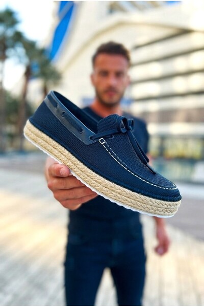 Zerenyus ZRC311 Premium Casual Δαντελωτό Λινό Ανδρικό Espadrille Μαύρο