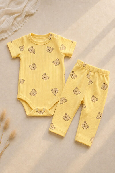 Mai Perla Bear Patterned Snap Button 2-Piece Baby Set