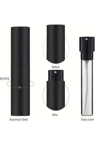 Choice 1 piece black 10ml Travel Perfume Atomizer, Refillable Cologne Contain...