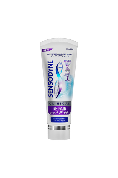 Sensodyne معجون أسنان كلينيكال ريبير أكتيف وايت - 75 مل - عبوة من قطعتين