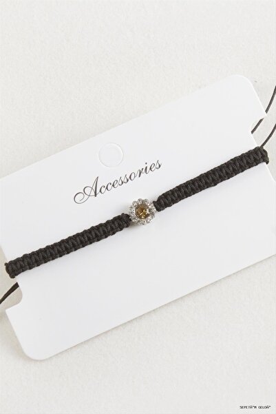 ZERO LAND Spt-Gld Flower Stone Macrame Braided (110940) Bracelet Yellow