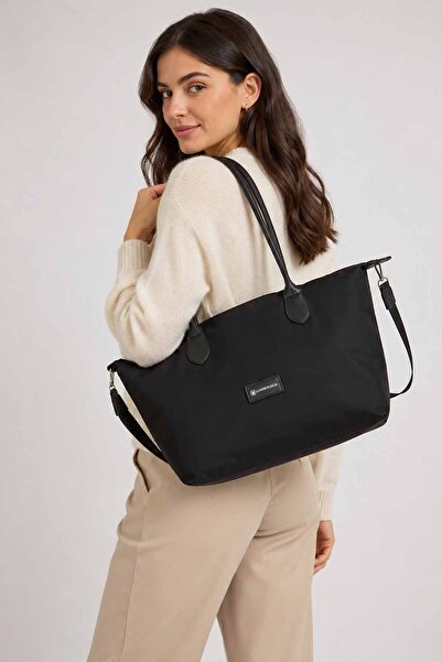 lumberjack Black Shoulder Bag Large Size Handbag Daily Bag with Adjustable St...