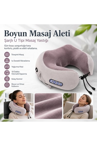 Hil Tech Eminönü Toptan Elektronik Şarjlı U Tipi Boyun Masaj Aleti Isı ve Tit...