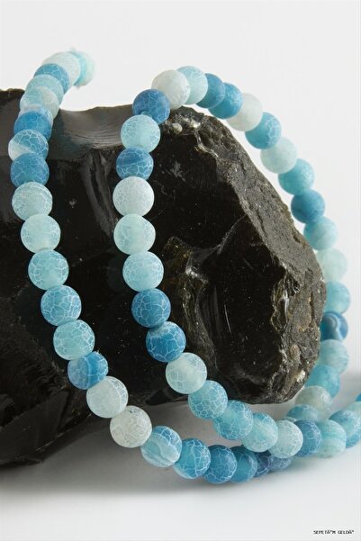 ZERO LAND Spt-Gld Matte Agate Stone 6 (114850) mm Blue