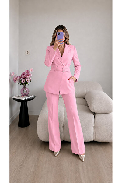 Ekim Store Eyelet Belted Jacket and Trousers Double Blazer Suit