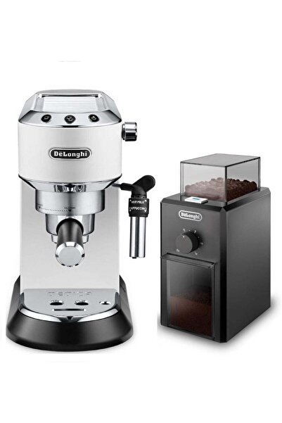 De'Longhi ماكينة إسبريسو ديلونجي ديديكا بيضاء مع مطحنة قهوة كهربائية - موديل ...