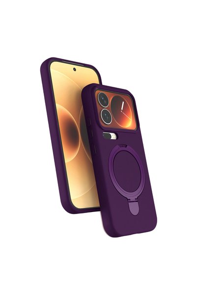Generic Brand غطاء Xiaomi Mi 17 Pro Regal Magsafe مع حامل - أرجواني غامق