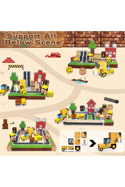 MINECRAFT Blocuri Magnetice tip Puzzle 3D, 100 buc, Set de blocuri de construcție pentru inginerie, Jucarie Educationala STEM, Montessori, Cadou pentru Baieti si Fete 3-10 Ani