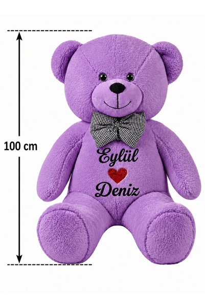 Tosbiş [ İSTEDİĞİNİZ İSMİ YAZIYORUZ ] Mor Renk Sevgiliye Özel Peluş Ayıcık-İsim Baskılı Peluş Oyuncak -Anneye ,Arkadaşa Özel Hediye (100 cm)