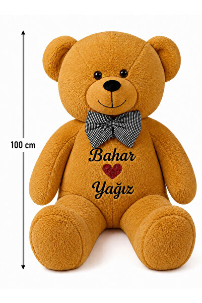 Tosbiş [ İSTEDİĞİNİZ İSMİ YAZIYORUZ ] Hardal Renk Sevgiliye Özel Peluş Ayıcık-İsim Baskılı Peluş Oyuncak -Anneye ,Arkadaşa Özel Hediye (100 cm)