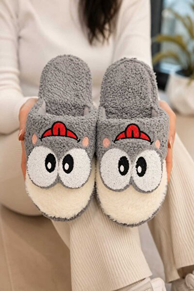 Slipcat Women's Plush Home Slippers with Big-Eyed Frog Figure, Silent Sole, C...