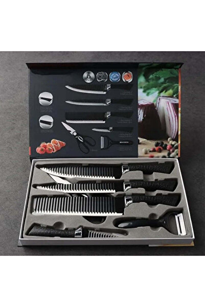 Promagg Kitchen Knife Set 6 Pieces, Stainless Steel Wavy Blades, Non-Slip Handle