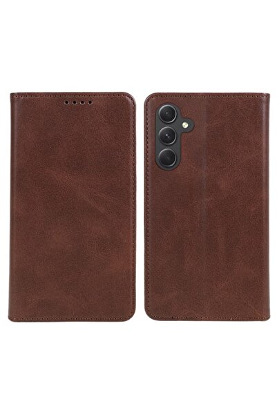 OEM Θήκη Πορτοφόλι με Σταντ (Δερμάτινη Όψη) για Samsung Galaxy S24+ - Καφέ