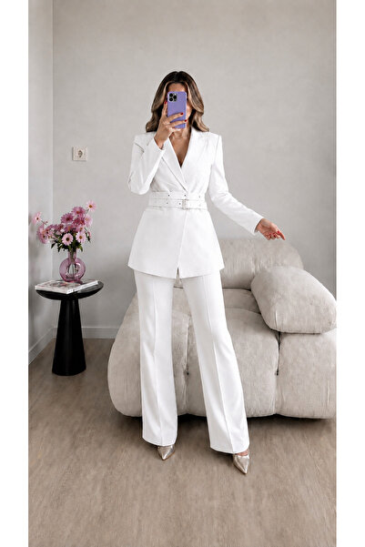 Ekim Store Eyelet Belted Jacket and Trousers Double Blazer Suit