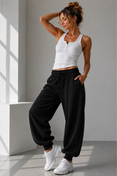 caddekombin Unisex Men'S/Women's Sports Baggy Fit Ribbed Leg Comfortable Cut ...