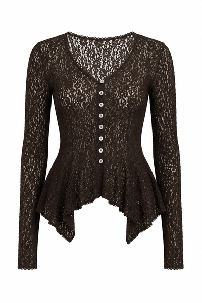 Özge Özgenç Buttoned Peplum Lace Cardigan