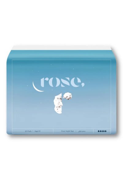 Rose فوط صحية ليلية عضوية من القطن الطبيعي مع حماية مزدوجة للنوم، 10 فوط