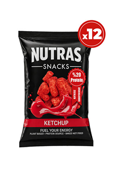 NUTRAS 12'li Ketchup Cips 50 g x 12 – Ketçap Aromalı, Yüksek Proteinli, Katkı...