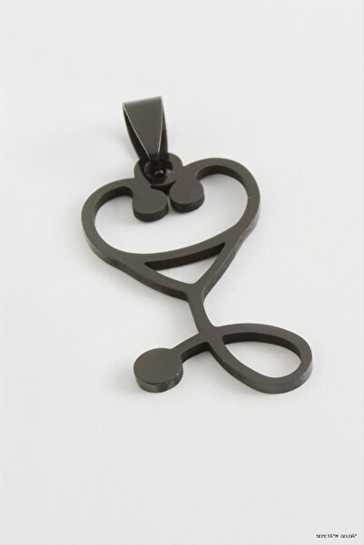 ZERO LAND Spt-Gld Steteskop Heart Steel Pendant 3.5 (115044) cm Black