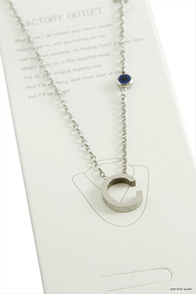 ZERO LAND Spt-Gld Silver Color Lettered Steel (114825) Necklace C