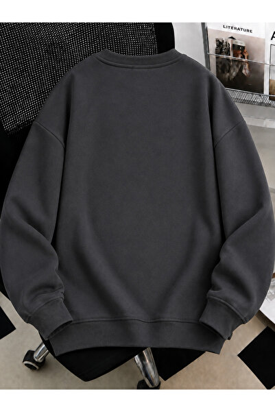 MODARİCH Unisex Kadın/Erkek Brooklyn Renkli Özel Baskılı Oversize Bisiklet Yaka Pamuklu Sweatshirt