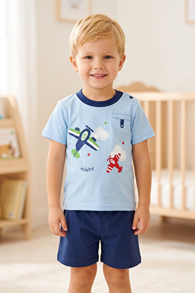 OEM Set de pijamale din bumbac din 2 piese pentru băieți, tricou cu imprimeu ...
