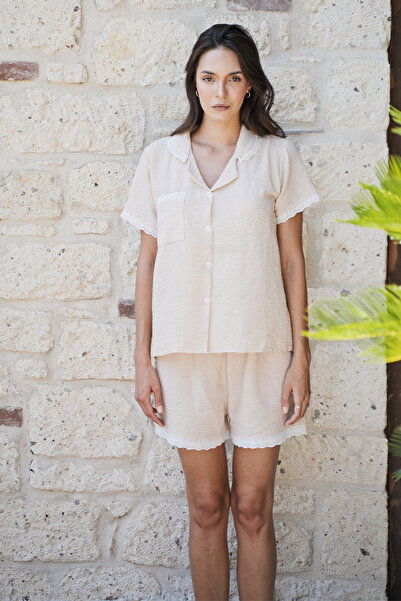 Mita Concept Fistolu Linen Short Sleeve-Pants Pajama Set