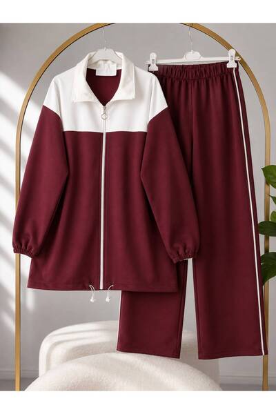 EC MODA Women's Hijab White Block Patterned Pants Suit