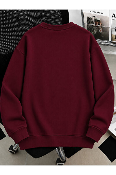 MODARİCH Unisex Kadın/Erkek Brooklyn Renkli Özel Baskılı Oversize Bisiklet Yaka Pamuklu Sweatshirt