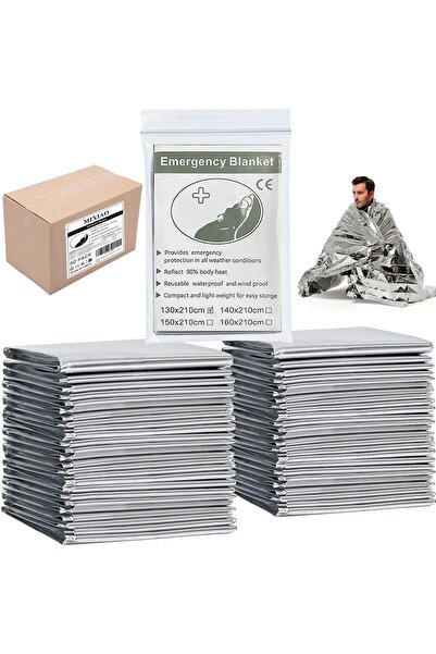 MIXIAO Emergency Foil Blanket (50 Pack) Survival Thermal Mylar Blankets Indiv...