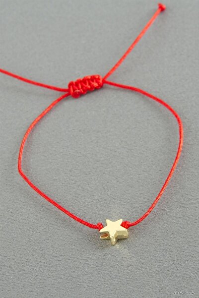 ZERO LAND Spt-Gld Star Macrame Rope (233559) Bracelet Red