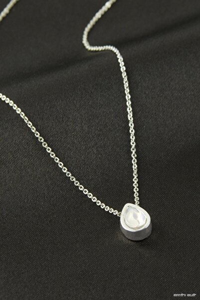 ZERO LAND Spt-Gld Heart Stone Necklace (130535) Silver Color