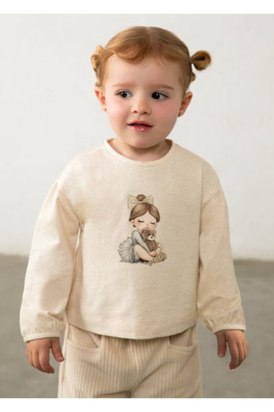 MAYORAL Baby Girl Cream Long Sleeve Printed T-Shirt 2002