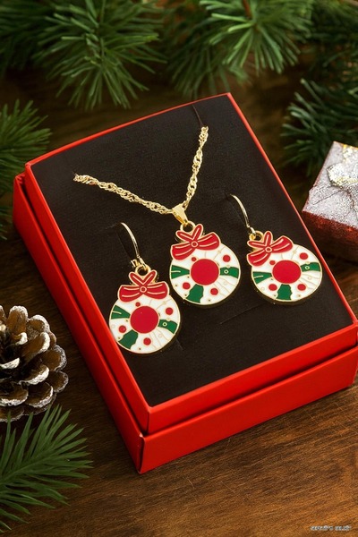 ZERO LAND Spt-Gld Candy Christmas Boxed Chain Necklace (132048) Set White