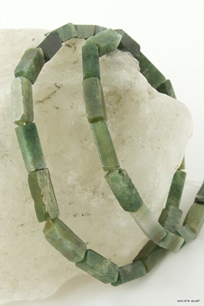 ZERO LAND Spt-Gld 1.3 cm Rectangular Tube Indian Agate (130941) Stone Green