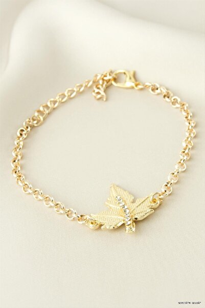ZERO LAND Spt-Gld Leaf Stone (131634) Bracelet Yellow