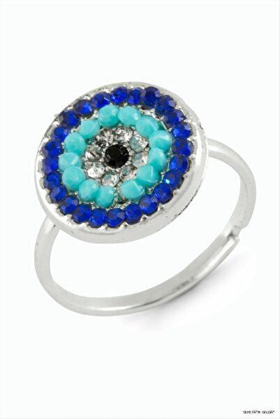 ZERO LAND Spt-Gld Evil Eye Stone Ring (130822) Silver Color