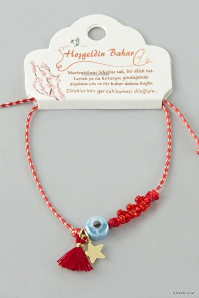 ZERO LAND Spt-Gld Nazar Yıldız Püskül Marteniçka (131657) Bracelet Red