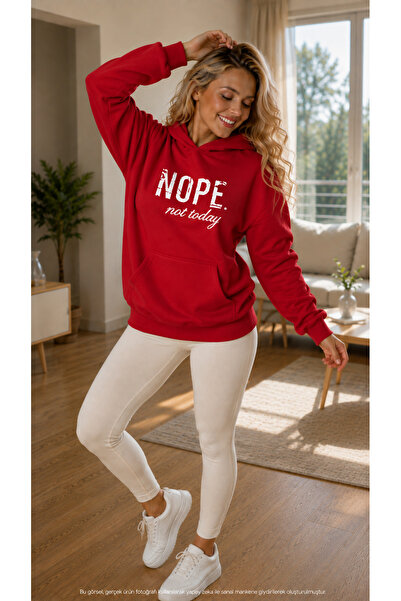 caddekombin Women's Nope Not Today Written Hooded Cotton Casual Sweatshirt wi...