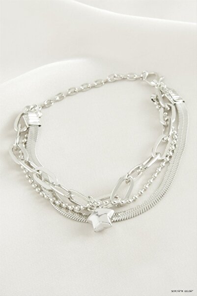 ZERO LAND Spt-Gld Mixed Chain Bracelet (125239) Silver Color