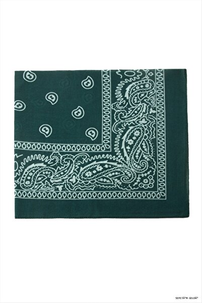 ZERO LAND Spt-Gld Tile Patterned Bandana 50X50 (130228) Petrol Green